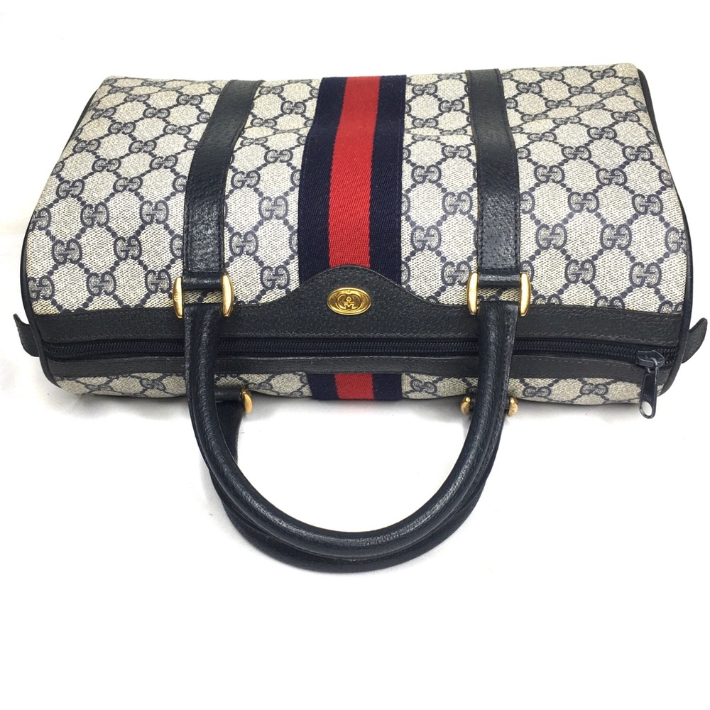 Authentic Gucci navy & grey Boston satchel bag - Picture 6 of 16